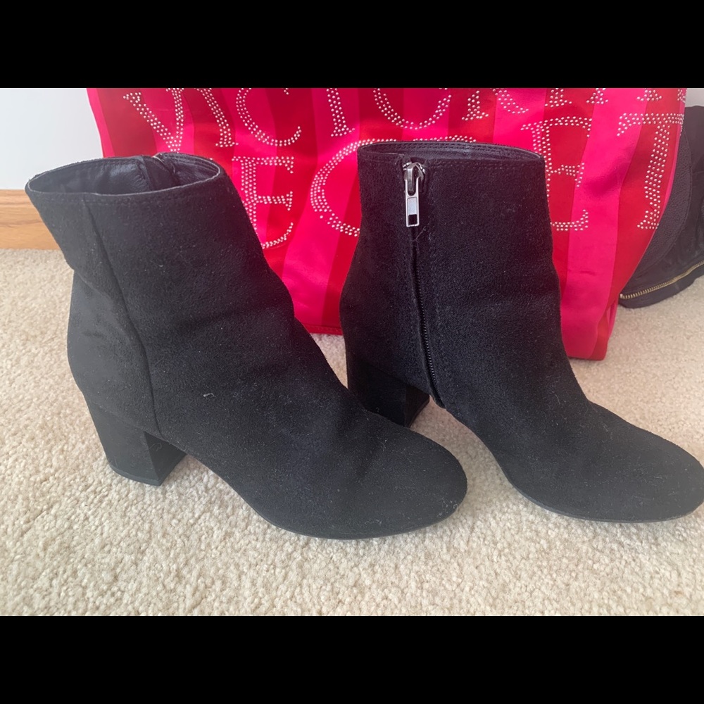 Suede black booties